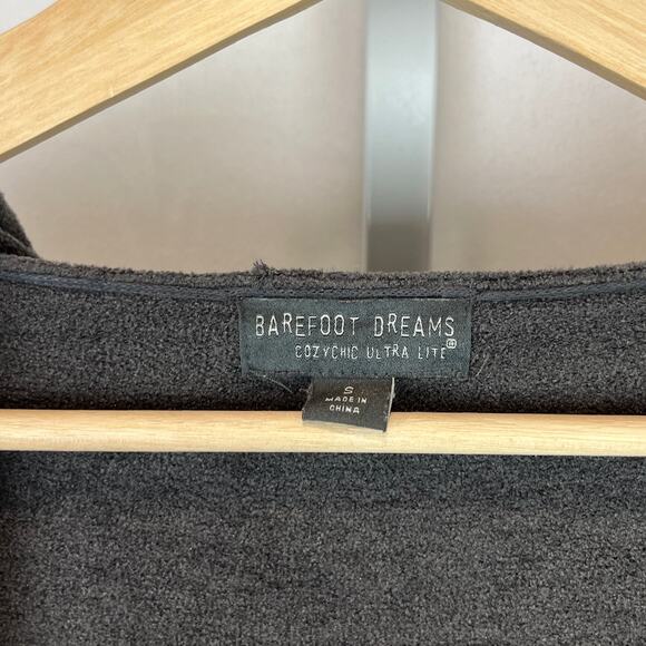 BAREFOOT DREAMS Size S CozyChic Ultra Lite Hooded Open Cardigan Pockets Gray - Picture 3 of 9